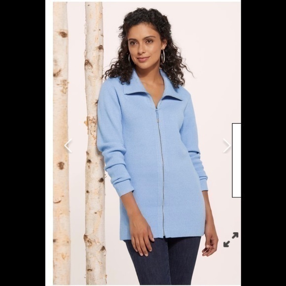 Soft Surroundings Brooklyn Light Blue Zip Sweater Cardigan - Picture 1 of 13